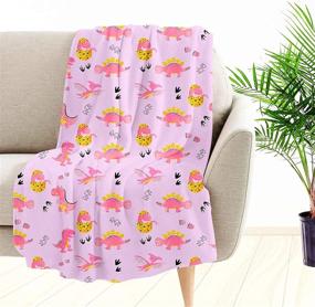 img 4 attached to Tailms Cute Animal Kids Blanket - Pink Dinosaur Print for Boys and Girls | Soft Flannel Throw Blanket for Sofa, Chair, Bed, Office, Camping | 50x40 Inches