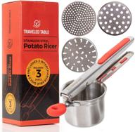 traveled table stainless steel mashed potato ricer - professional kitchen tool for perfect mashed potatoes and spaetzle logo