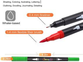 img 2 attached to Двусторонние кистевые ручки: яркий набор художественных маркеров из 36 цветов с 72 тонкими и кистевыми наконечниками - идеально подходит для окрашивания книг, ведения заметок, ведения дневников, каллиграфии, рисования и зарисовок.
