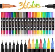 dual tip brush pens: vibrant 36-color art markers set with 72 fine and brush nibs – perfect for coloring books, note taking, journaling, calligraphy, drawing, and sketching logo