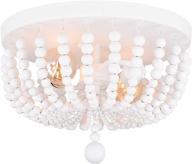 🏡 alice house 14.1" wood beaded chandelier flush mount ceiling light fixture, farmhouse white ceiling light for entryway, hallway, bedroom, and stairway - al9031-s2 logo