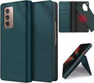 cenmaso compatible with samsung galaxy z fold 2 mobile phone case all-inclusive anti-fall protective cover for galaxyz fold 2 5g folding screen stylish carbon brazing leather case- (plain green) logo