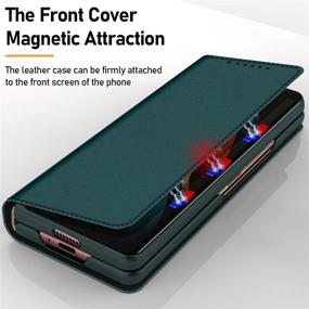 img 1 attached to CENMASO Compatible With Samsung Galaxy Z Fold 2 Mobile Phone Case All-Inclusive Anti-Fall Protective Cover For Galaxyz Fold 2 5G Folding Screen Stylish Carbon Brazing Leather Case- (Plain Green)