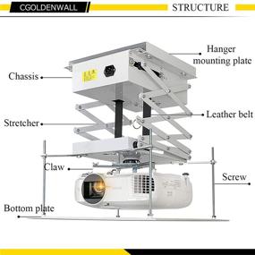 img 2 attached to 🎥 CGOLDENWALL Моторизованный подъемник для проектора с регулируемым потолочным кронштейном с двигателями для легкой установки и грузоподъемностью 44 фунта (Дальность движения: 100 см / 39,37 дюймов)