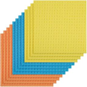 img 1 attached to Magic Clean Cellulose Sponge Cloths: 12-Pack Assorted Colors - Yellow, Blue, Orange