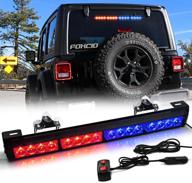 🚨 foxcid 16 led 18&#34; red blue strobe light bar with 13 modes – emergency warning traffic advisor for vehicles with suction cups & cigarette lighter logo