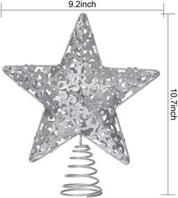 img 2 attached to 🌟 Lvydec Metal Glittered Christmas Tree Topper - Silver Star Treetop Decoration for Festival Home