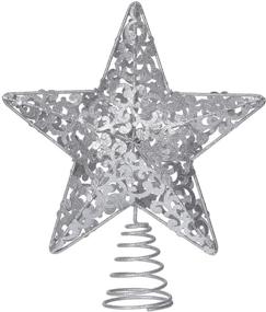 img 4 attached to 🌟 Lvydec Metal Glittered Christmas Tree Topper - Silver Star Treetop Decoration for Festival Home