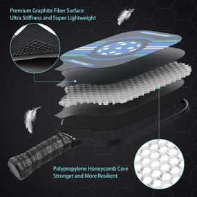 img 3 attached to Ракетки для пиклебола EJEAS: набор ракеток с графитовым основанием, сумкой для переноски и шарами - легкая ракетка с расточительным ядром для игры как в помещении, так и на открытом воздухе.