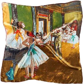 img 3 attached to Exquisite Classic Art Print Charmeuse Silk Scarf: Large Square Elegance