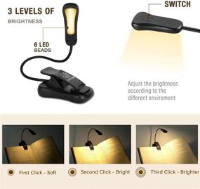 img 3 attached to 📚 Vekkia 3000K Warm LED Book Light: Easy Clip-On Rechargeable Reading Light for Bedtime with 3 Brightness Levels