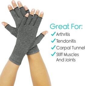 img 3 attached to 🧤 Vive Arthritis Gloves with Grips - Textured Fingerless Compression for Arthritic Joint Pain Relief - Open Finger Hand Gloves for Rheumatoid and Osteoarthritis - for Men and Women (Large) - Ideal for Computer Typing