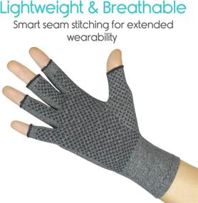 img 1 attached to 🧤 Vive Arthritis Gloves with Grips - Textured Fingerless Compression for Arthritic Joint Pain Relief - Open Finger Hand Gloves for Rheumatoid and Osteoarthritis - for Men and Women (Large) - Ideal for Computer Typing