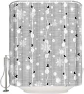 🎄 digital print merry christmas snowman and snowflake shower curtain - grey background, 72 x 72 inches - fabric bathroom decor with hooks logo