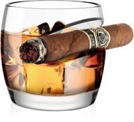 🥃 kollea cigar whiskey glass with cigar rest holder: ideal gift for sophisticated men, 15 oz capacity, in elegant gift box - perfect for christmas, new year, thanksgiving, birthdays logo