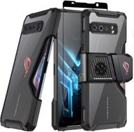 🔍 enhanced seo: fanbiya armor case for asus rog phone 3 - tpu frame, clear acrylic back, cooler air trigger compatible, military-grade drop protection, clear tempered glass logo