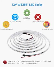 img 3 attached to 🌈 12V Aclorol WS2811 Digital Addressable LED Strip - Programmable 5050 RGB 5M 300 LED Strip Dream Color, IP67 Waterproof - White PCB