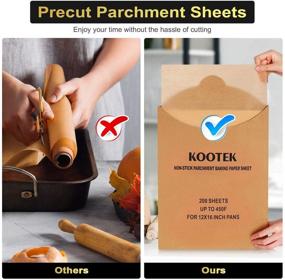 img 1 attached to Kootek 200 Pcs Parchment Paper Sheets: 12 X 16 📄 Inch Non-Stick Baking Sheets for Grilling, Air Fryer, Steaming, and More!