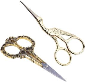 img 4 attached to BHRTC Gold Vintage Plum Blossom Scissors and Classic Crane Design for Embroidery, Sewing, Craft, Art - Premium Scissors for Everyday Use