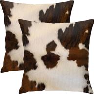 🐄 granbey set of 2 cow skin abstract africa animal farm decorative pillows covers - fashionable home sofa cushion cover throw pillowcase gift for couch indoor bed - 18 x 18 inch logo