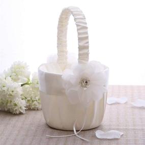 img 2 attached to Ivory Wedding Ceremony Set: Blooming Flower Ring Bearer Pillow and Flower Girl Basket for Wedding Party