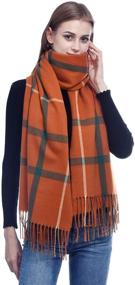 img 4 attached to LERDU Fashion Lattice Pashmina Oversized Women's Accessories in Scarves & Wraps