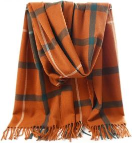 img 1 attached to LERDU Fashion Lattice Pashmina Oversized Women's Accessories in Scarves & Wraps