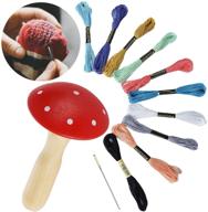 🧦 justdolife sock darning kit - wood darning mushroom, needle, thread - ideal for adults & kids diy, handicraft class, travel, home darner - red darning mushroom logo