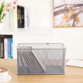 img 2 attached to 📀 Organize Your CDs in Style: MyGift Silver Mesh Metal Open CD Storage Bins, Set of 2