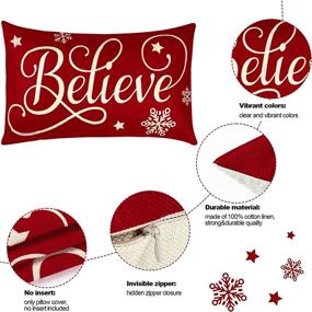 img 2 attached to Set of 2 Christmas Pillow Covers - 20 x 12 Inch Xmas Throw Pillow Covers - Festive Believe Pillow Cases - Red Xmas Cushion Cover - Rectangle Linen Pillowcases for Home Bedroom Decorations