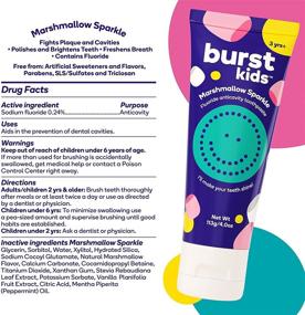 img 2 attached to 🦷 BURSTkids Marshmallow Sparkle Anticavity Fluoride Children’s Toothpaste: Safe, Gentle, and Tasty Dental Care for Kids Ages 3+ - Vegan, SLS & Gluten Free (4.0oz), 2 Pack