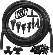 ultimate windshield washer nozzle kit: 2-meter fluid hose, rubber gasket with 30 hood insulation retainers - compatible with chrysler dodge jeep ram logo