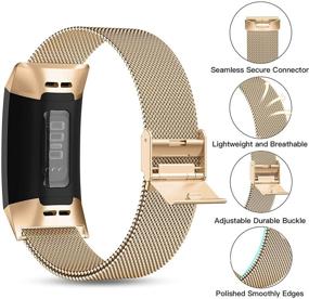 img 3 attached to GEAK Metal Bands: Adjustable Stainless Steel Magnetic Band for Fitbit Charge 4/3 SE - Small Royal Gold