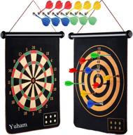 🎯 yuham magnetic dart board indoor outdoor games for kids and adults, gifts for 5-13 year old boys, 12pcs safe darts, easy hanging anywhere логотип