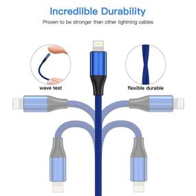 img 3 attached to 📱 1ft MFi Certified Short iPhone Charger, 3 Pack Lightning Cable & Data Sync Fast iPhone Cord - Compatible with iPhone Xs max/xr/x/8/8 Plus/7/7 Plus/6/6s Plus/5s/5, iPad (Blue)