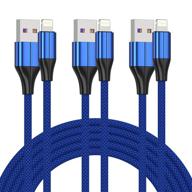 📱 1ft mfi certified short iphone charger, 3 pack lightning cable & data sync fast iphone cord - compatible with iphone xs max/xr/x/8/8 plus/7/7 plus/6/6s plus/5s/5, ipad (blue) logo