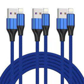 img 4 attached to 📱 1ft MFi Certified Short iPhone Charger, 3 Pack Lightning Cable & Data Sync Fast iPhone Cord - Compatible with iPhone Xs max/xr/x/8/8 Plus/7/7 Plus/6/6s Plus/5s/5, iPad (Blue)