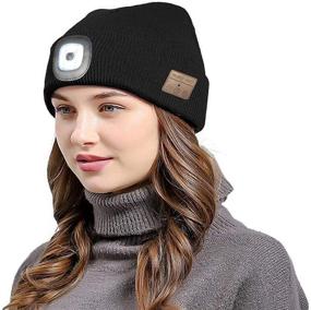 img 2 attached to 🧢 USB Rechargeable LED Headlamp Beanie Hat with Wireless Bluetooth, Multifunctional Unisex Cap for Sports, Outdoors, and Winter Warmth