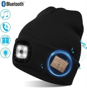 img 3 attached to 🧢 USB Rechargeable LED Headlamp Beanie Hat with Wireless Bluetooth, Multifunctional Unisex Cap for Sports, Outdoors, and Winter Warmth