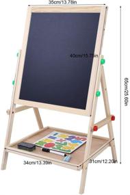 img 1 attached to Children's Wooden Easel - Dual-Side 2-in-1 Floor Standing with High Stability - Folding, Well-Polished Kids Writing & Drawing Board - Ideal for Parents' Painting Instruction