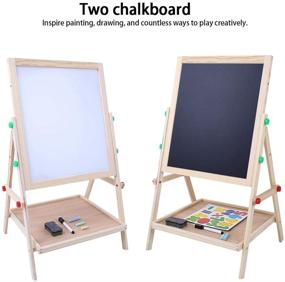 img 2 attached to Children's Wooden Easel - Dual-Side 2-in-1 Floor Standing with High Stability - Folding, Well-Polished Kids Writing & Drawing Board - Ideal for Parents' Painting Instruction