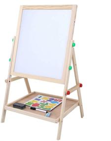 img 4 attached to Children's Wooden Easel - Dual-Side 2-in-1 Floor Standing with High Stability - Folding, Well-Polished Kids Writing & Drawing Board - Ideal for Parents' Painting Instruction