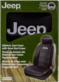 img 2 attached to 🚗 Plasticolor Jeep Logo Universal Fit Seat Cover for Car, Truck, or SUV - 2-Piece Set with Sideless Design and Head Rest, Black