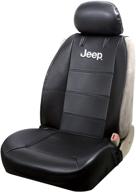 🚗 plasticolor jeep logo universal fit seat cover for car, truck, or suv - 2-piece set with sideless design and head rest, black logo