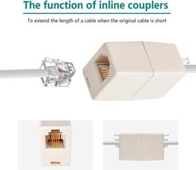 img 1 attached to 📞 25 Ft Phone Extension Cord with RJ11 Plug, 1 In-Line Couplers, 20 Cable Clip Holders - White Telephone Cable
