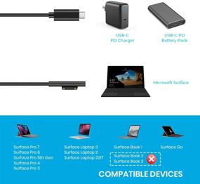 img 1 attached to ⚡ High-Quality Surface Connect to USB-C Charging Cable 15V/3A | Compatible with Microsoft Surface Pro 7/6/5/4/3, Surface Laptop 3/2/1, Surface Go, Surface Book (6FT)