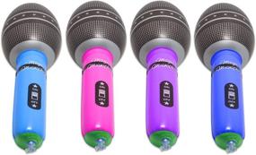 img 3 attached to 🎤 Giant Blow Up Microphone for Kids - 12 Assorted Colors, Perfect Rock Star Props for 80s 90s Themed Parties!