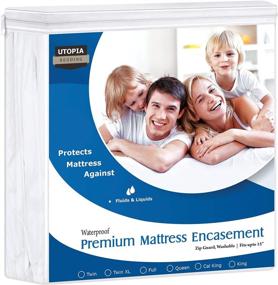 img 4 attached to 🛏️ Premium Queen Size Waterproof Mattress Encasement by Utopia Bedding | 135 GSM Zippered Mattress Protector | Six-Sided Mattress Cover | Fits up to 15 Inches Deep