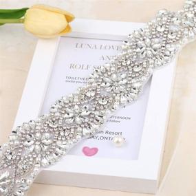 img 1 attached to 💎 FANGZHIDI Rhinestone Applique Belt for Bridal Sash - Beaded Crystals and Pearls - Hot Fix or Sew on - Silver - 1 Piece (18.9” x 2”): A Sparkling Wedding Dress Enhancement