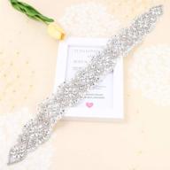 💎 fangzhidi rhinestone applique belt for bridal sash - beaded crystals and pearls - hot fix or sew on - silver - 1 piece (18.9” x 2”): a sparkling wedding dress enhancement logo